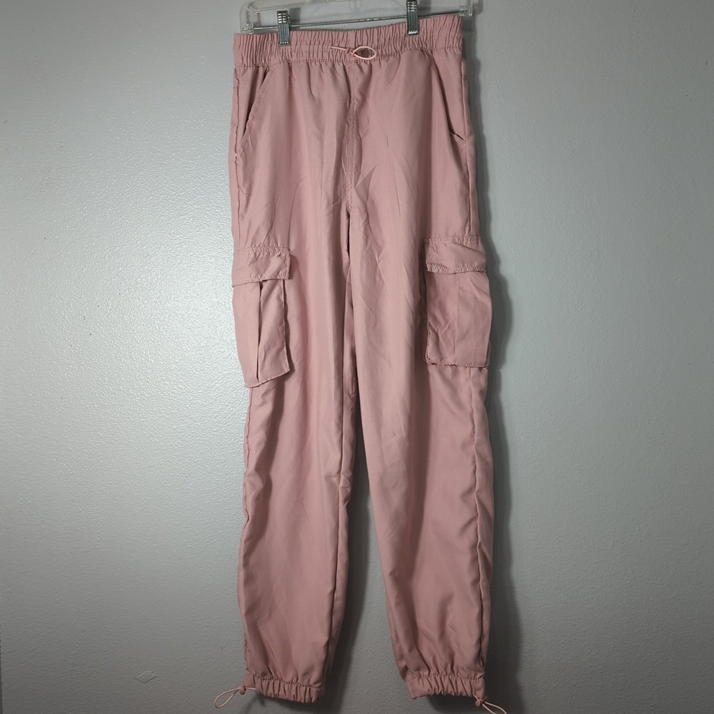 Refuge Women's Size Small Pink Cargo Pants With Elastic Waist‎ & Pockets 265